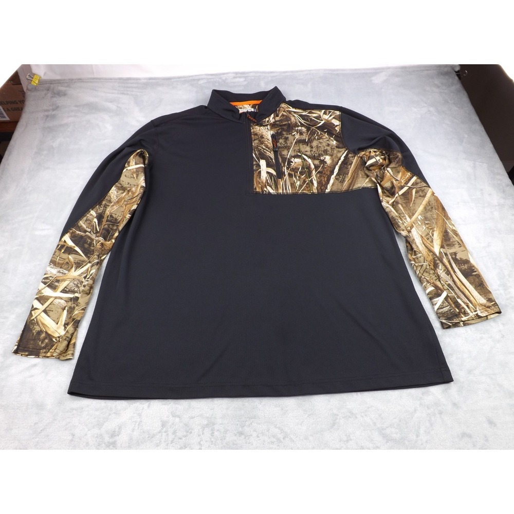 Magellan Outdoors Hunt Gear Jacket Men's‎ 3XL Blk/Camo Mag Wick 1/4 Zip Pullover
